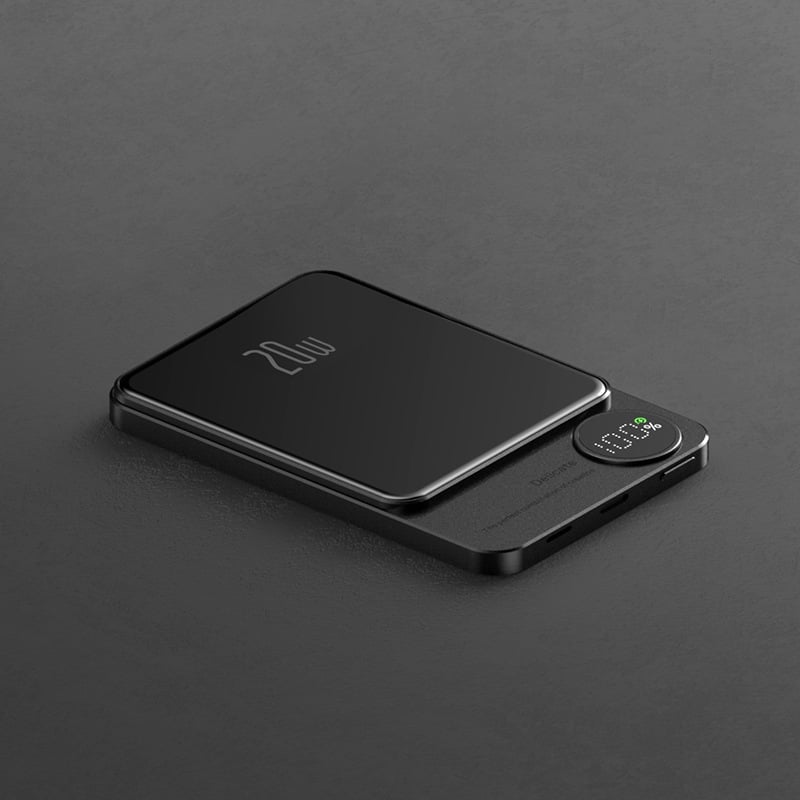 Niezawodny powerbank magnetyczny 15W. Szybkie ładowanie bezprzewodowe, przenośna bateria, bank energii USB-C.