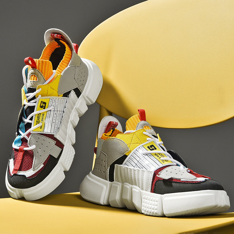 Modne sneakersy męskie w zbliżeniu prezentującym fakturę materiału