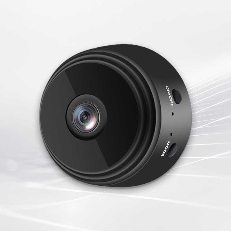 Czarna mini kamera WiFi HD z widocznym obiektywem i przyciskami sterującymi