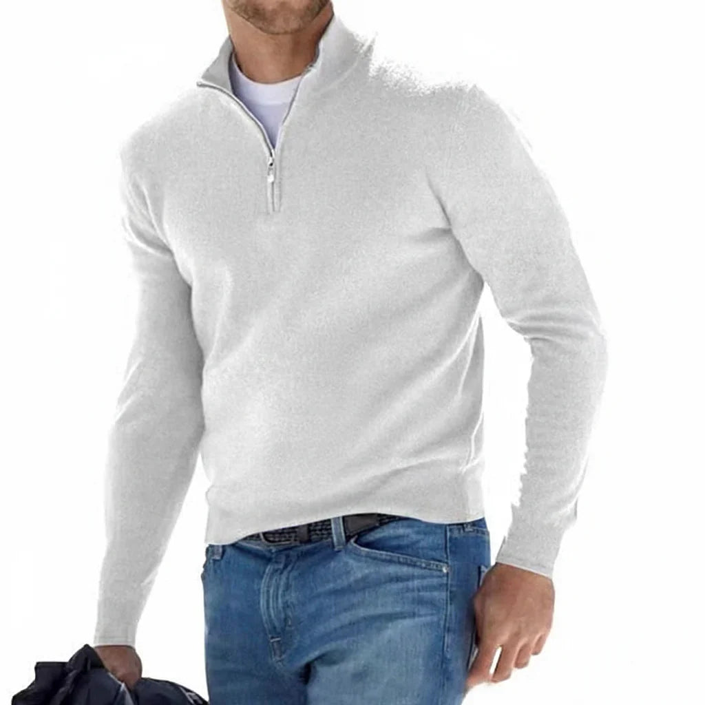 Modny sweter męski quarter-zip z wysokiej jakości dzianiny