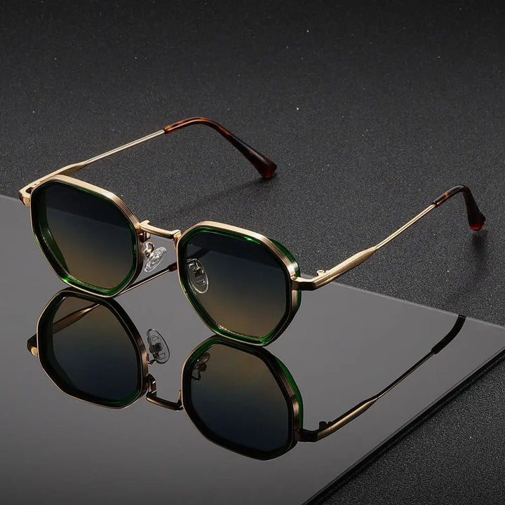 Niebieskie okulary przeciwsłoneczne retro na eleganckim tle
