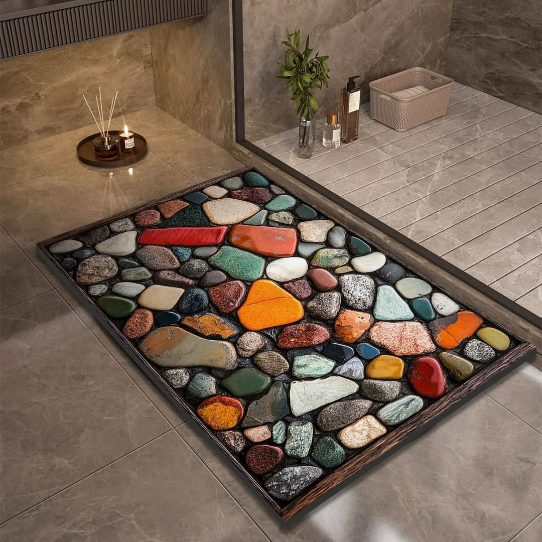 Mata łazienkowa szybkoschnąca i antypoślizgowa dla bezpieczeństwa w łazience.