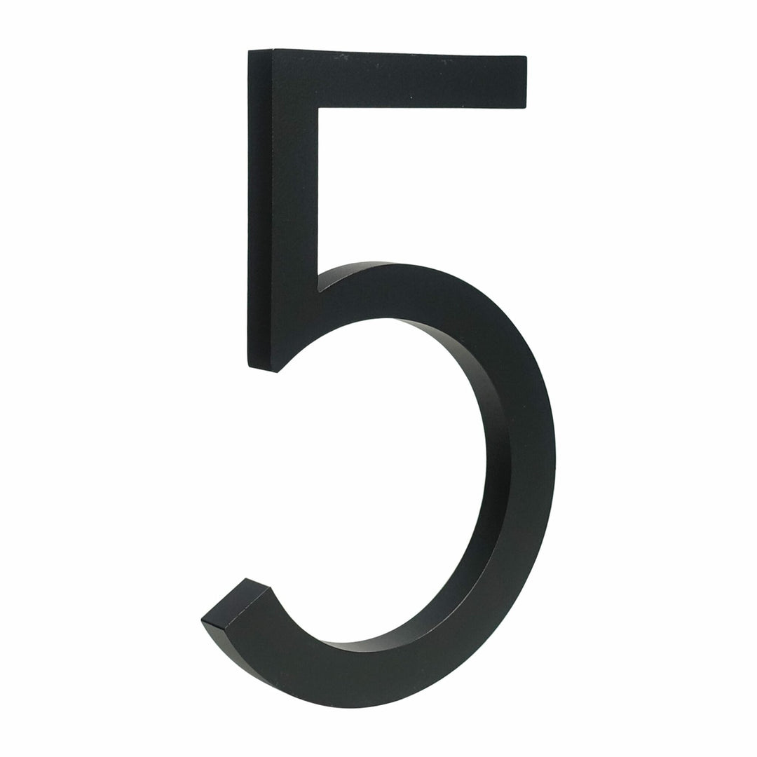 Odporny na warunki matowy czarny numer domu 3D, minimalistyczny, do zewnętrznego oznakowania.