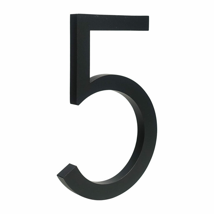 Odporny na warunki matowy czarny numer domu 3D, minimalistyczny, do zewnętrznego oznakowania.