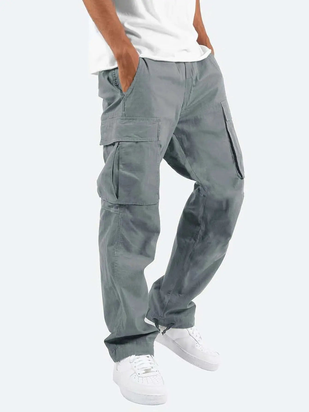 Męskie szare luźne spodnie cargo w stylu streetwear