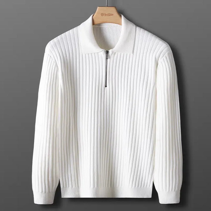 Męski sweter polo z zamkiem i długim rękawem w eleganckim stylu codziennym