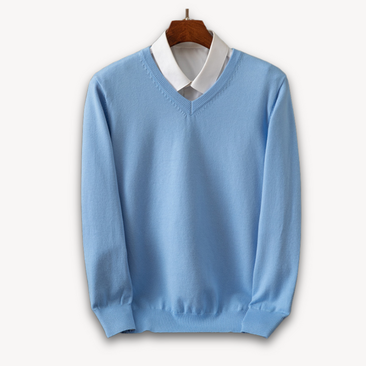 Stylowy męski sweter smart casual z dekoltem V