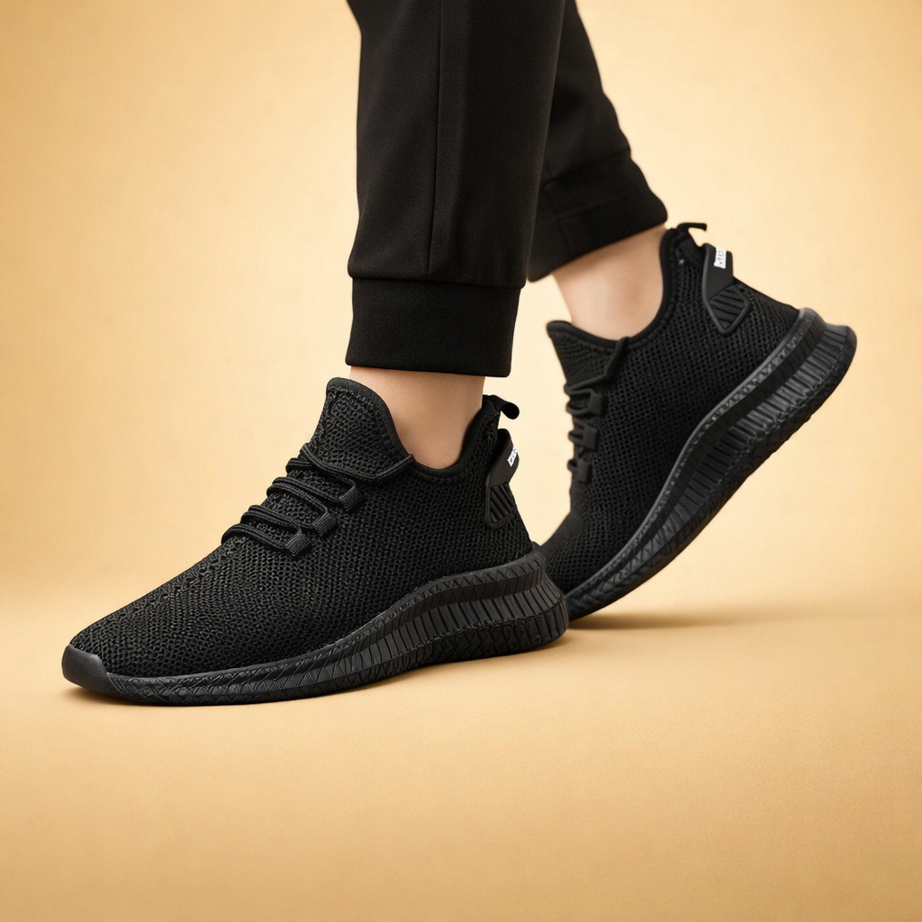 Męskie miejskie sneakersy wsuwane Nikodem w kolorze czarnym na stopach