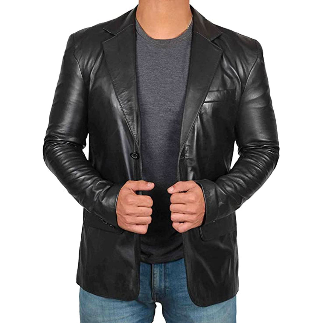Męska elegancka marynarka Leonardo w kolorze czarnym, fason modern fit