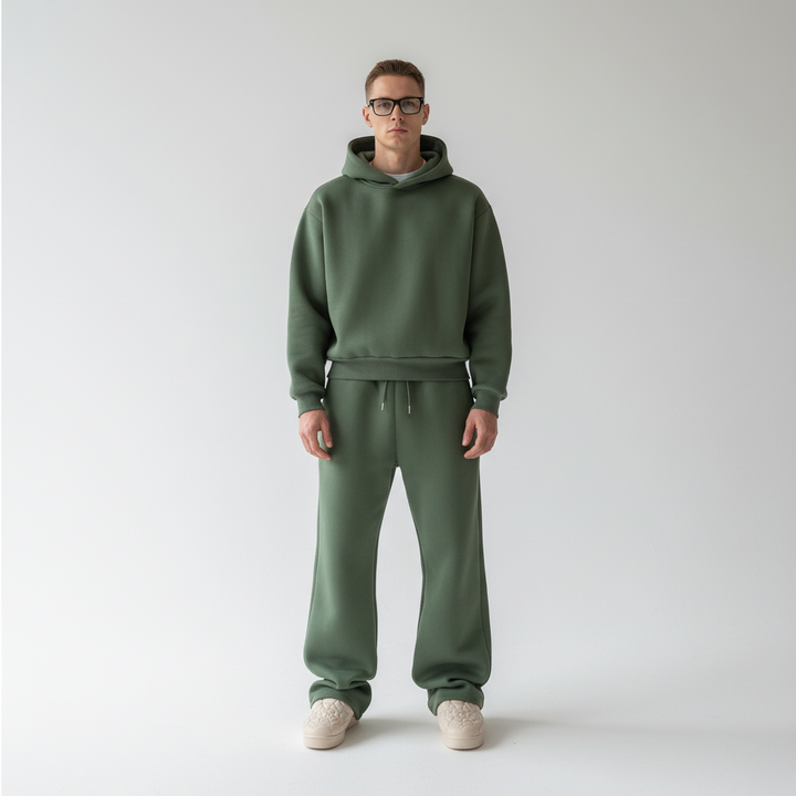 Męski dres oversize z kapturem w całości, wygodny komplet na co dzień