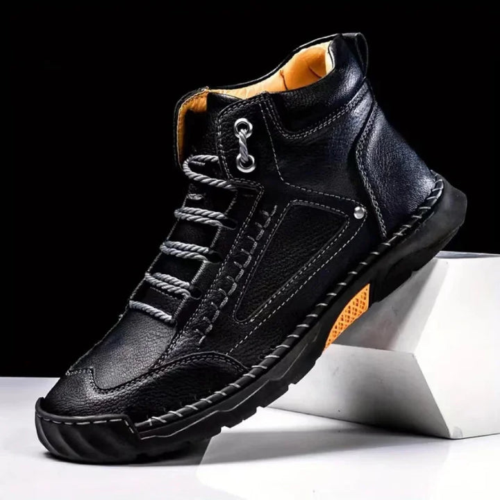 Męskie eleganckie buty ortopedyczne w kolorze czarnym, sznurowane obuwie wizytowe