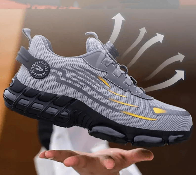 Czarno-szare męskie buty BHP ortopedyczne pod kątem