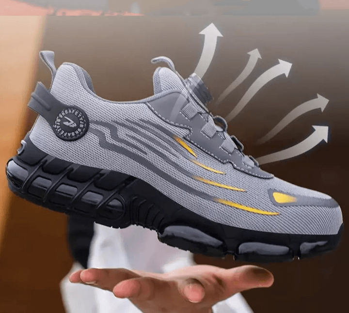Czarno-szare męskie buty BHP ortopedyczne pod kątem