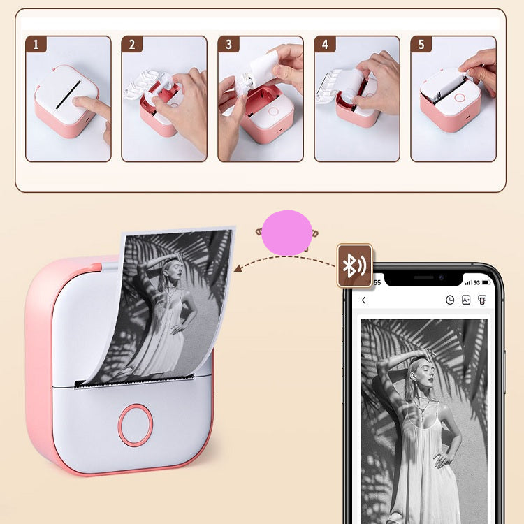 Mini drukarka termiczna bezprzewodowa Bluetooth do domu i biura. Kompaktowa, mobilna, szybki druk bez tuszu.