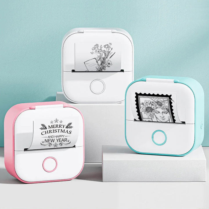 Mobilna mini drukarka termiczna bezprzewodowa, idealna w podróży, na notatki i etykiety. Łączność Bluetooth.