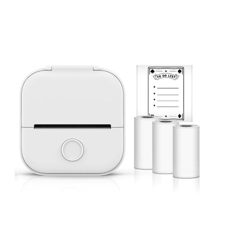Elegancka mini drukarka termiczna Bluetooth. Bezprzewodowa, mobilny gadżet do domu i biura, szybki druk.