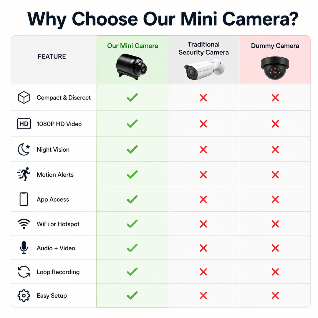 Mini kamera do bezpieczeństwa domu z detekcją ruchu i widzeniem nocnym. Monitoring Full HD WiFi.