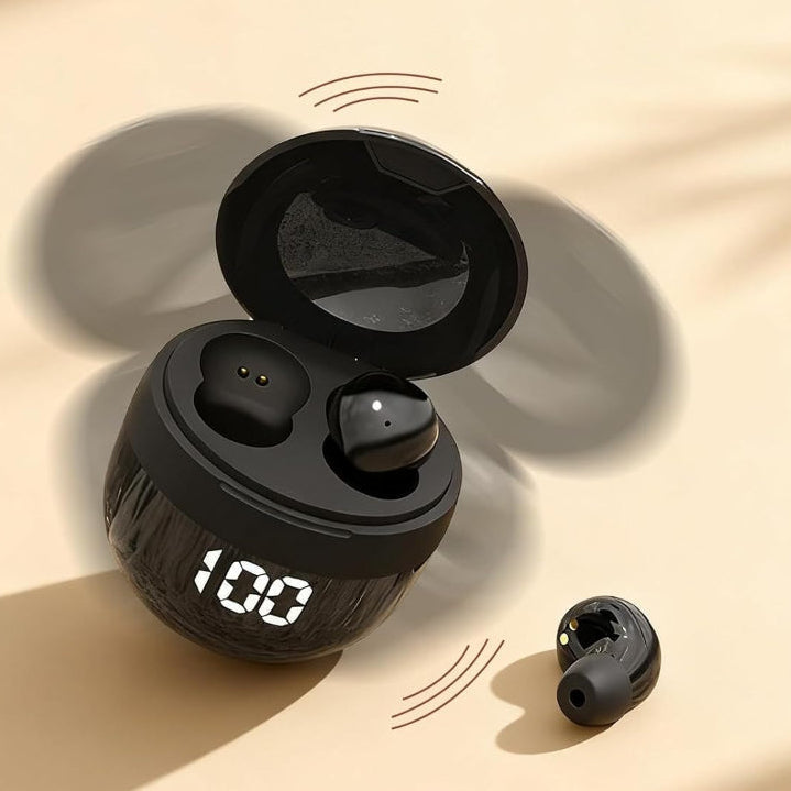 Małe słuchawki douszne Bluetooth z redukcją szumów, komfortowe, do codziennego użytku i relaksu.