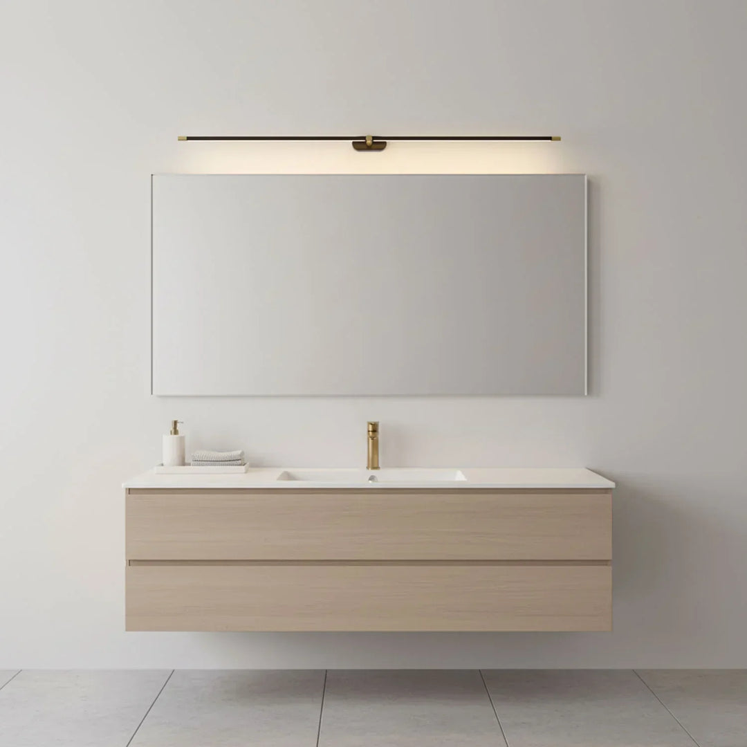 Nowoczesna lampa ścienna LED ściemnialna, nikiel, minimalistyczne oświetlenie do salonu.