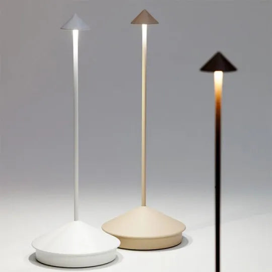 Minimalistyczna lampa stołowa LED, elegancka, nowoczesna dekoracja do wnętrza.
