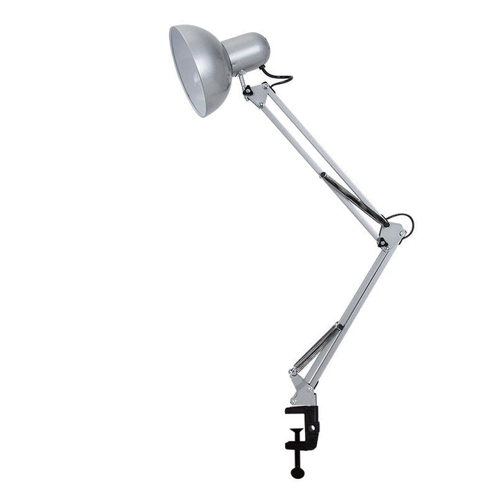 Wielofunkcyjna lampa stołowa z długim ramieniem i klipsem, doskonała do nauki, pracy czy relaksu.