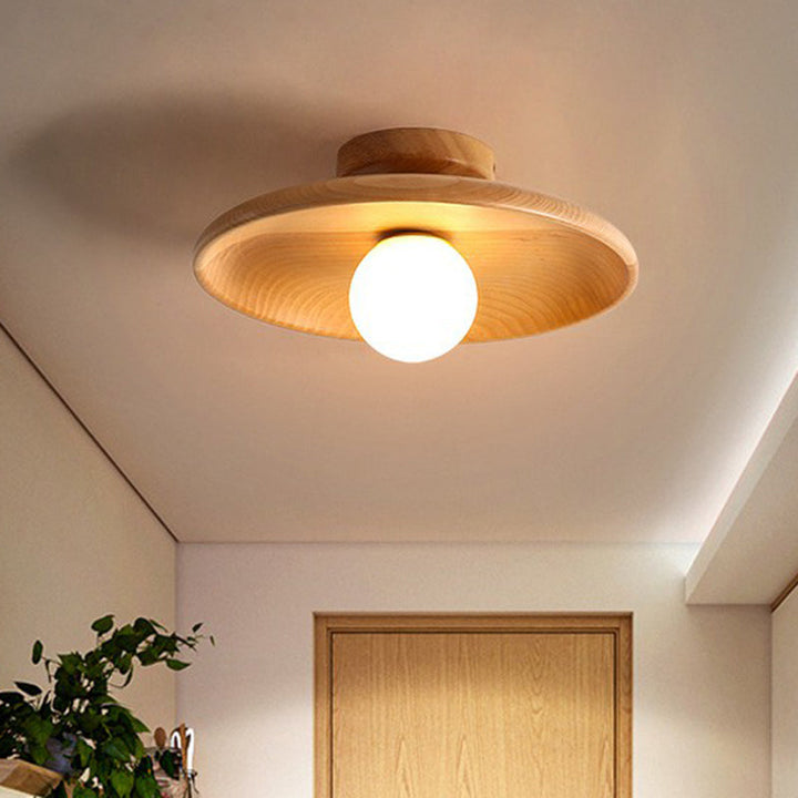 Minimalistyczna lampa sufitowa drewniana, nowoczesne oświetlenie do salonu lub sypialni, styl domowy.