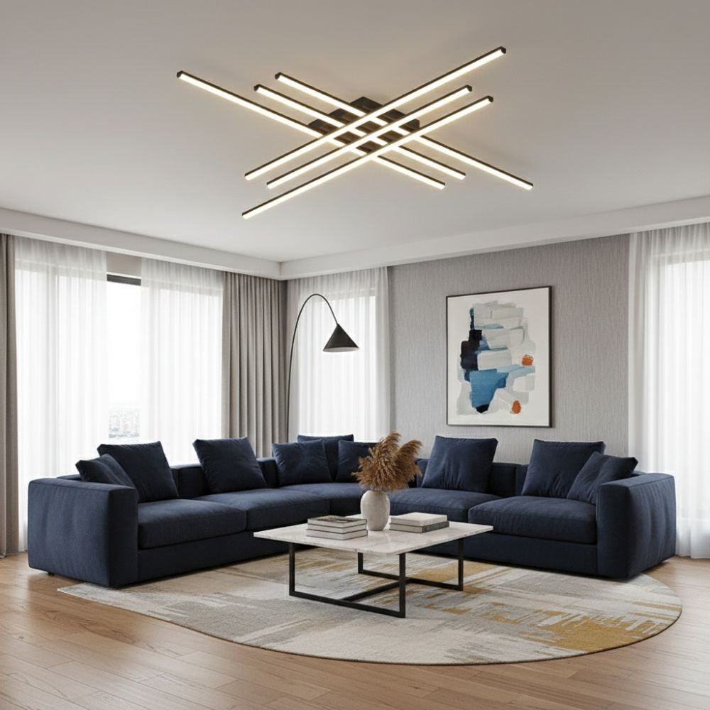 Lampa sufitowa LED, geometryczny kształt. Eleganckie oświetlenie wnętrz.