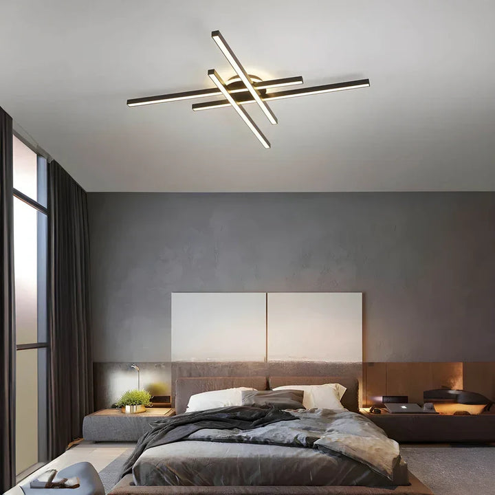 Designerska lampa sufitowa LED, minimalistyczny styl. Oświetlenie do biura.