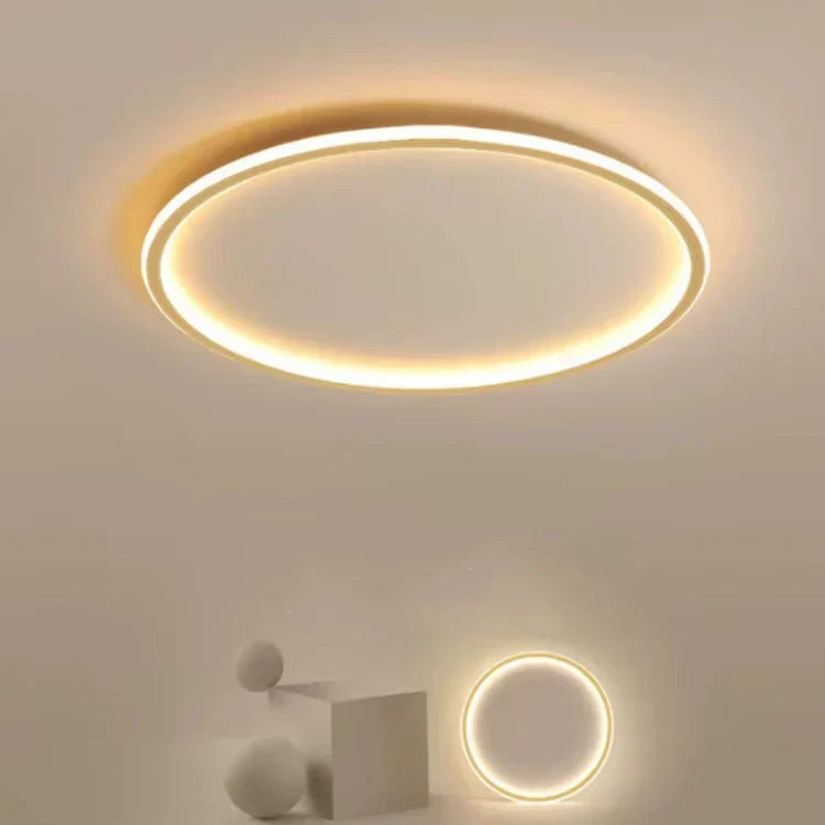 Okrągła lampa sufitowa LED w skandynawskim stylu. Minimalistyczne oświetlenie wnętrz, energooszczędne i dekoracyjne.