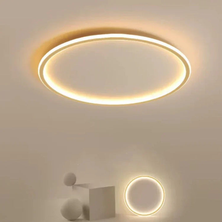 Okrągła lampa sufitowa LED w skandynawskim stylu. Minimalistyczne oświetlenie wnętrz, energooszczędne i dekoracyjne.