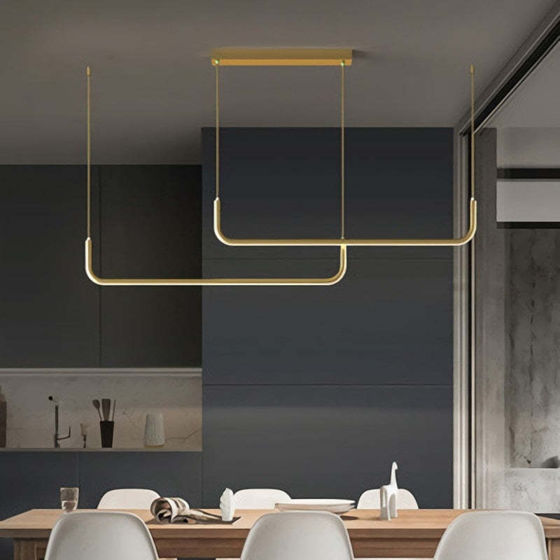 Nowoczesna czarna lampa wisząca LED, oświetlenie sufitowe idealne do salonu, minimalistyczny design.