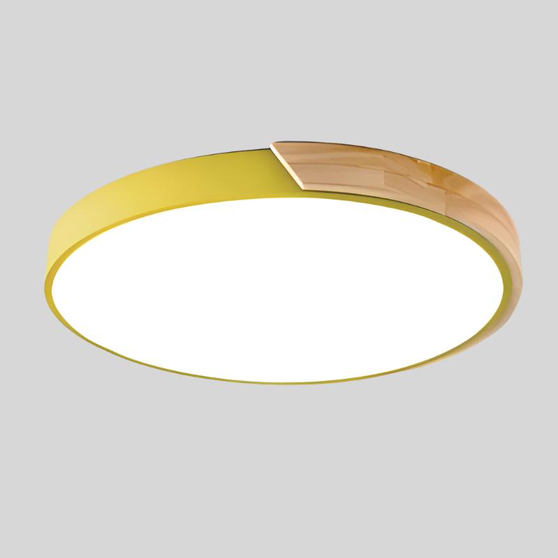 Płaska lampa sufitowa LED, okrągła, minimalistyczna. Idealna do niskich pomieszczeń, styl skandynawski.