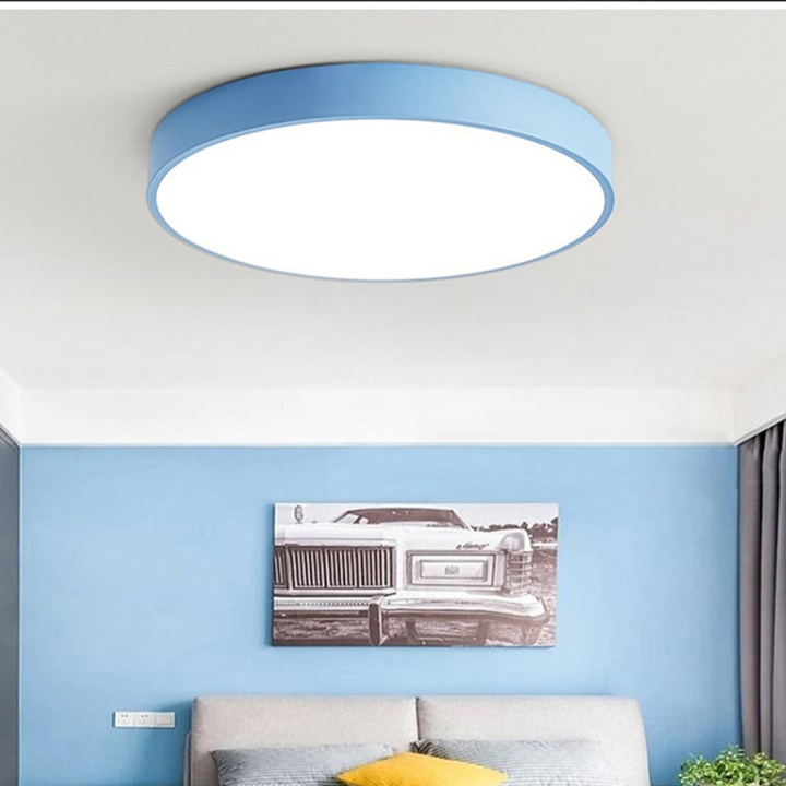 Nowoczesna lampa sufitowa LED do salonu, sypialni, okrągła, minimalistyczny design.