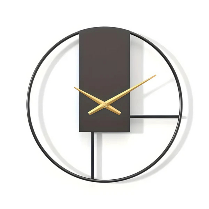 Zegar ścienny złoto-czarny, metalowy, nowoczesny. Minimalistyczna dekoracja domu z cichym mechanizmem. Stylowy dodatek.