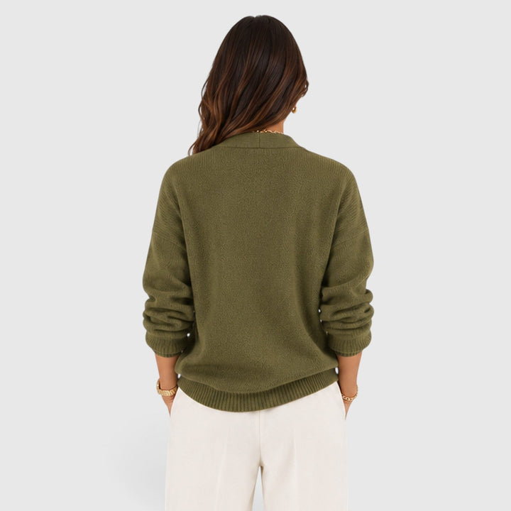 Damski sweter dzianinowy Sienna z głębokim dekoltem V, styl smart casual