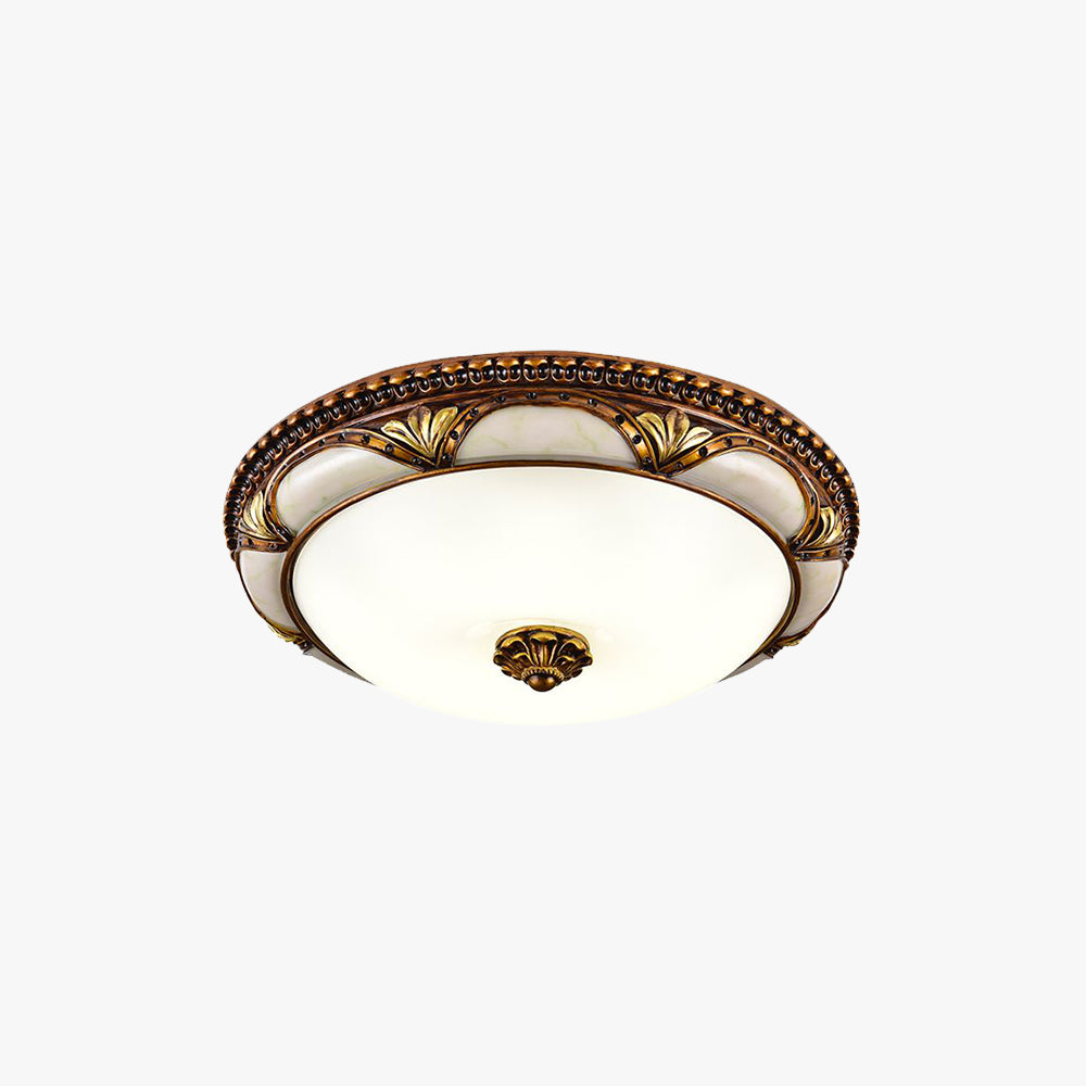 Mosiężna lampa sufitowa LED vintage, idealna do salonu. Designerskie oświetlenie retro z ciepłym światłem.