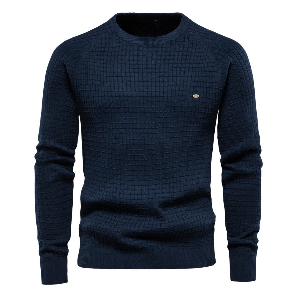 Męski granatowy sweter o strukturalnym splocie