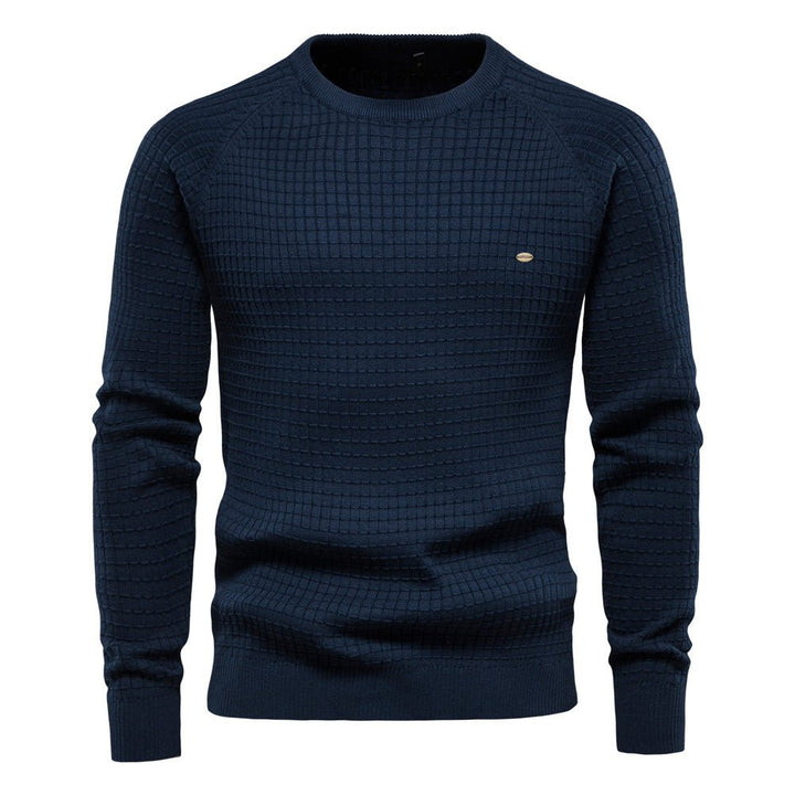 Męski granatowy sweter o strukturalnym splocie