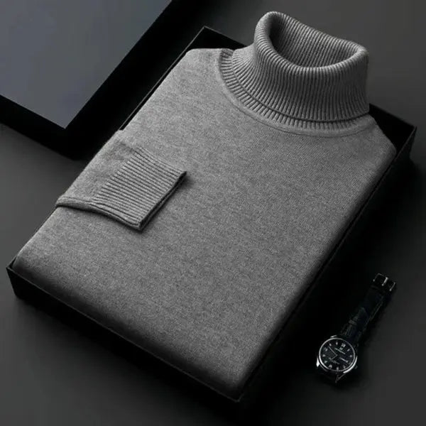 Stylowy zimowy sweter męski z wysokim kołnierzem i długim rękawem