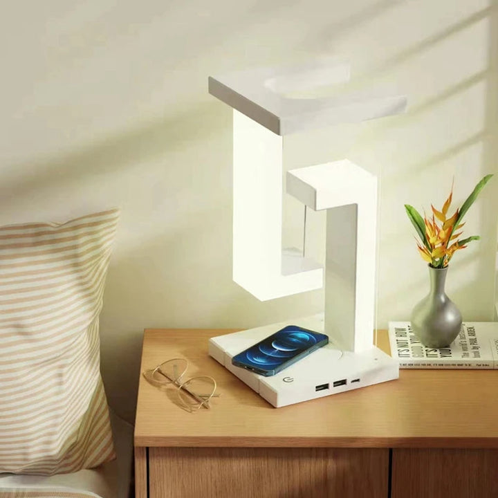 Bezprzewodowa stacja ładująca z diodami LED i szybkim ładowaniem. Nowoczesny gadżet do każdego smartfona.