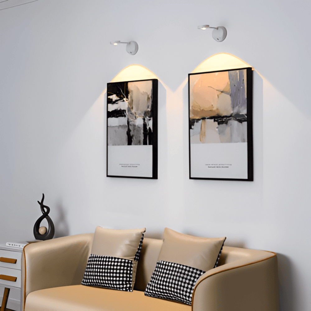 Stylowa lampa ścienna LED bezprzewodowa z detektorem ruchu, idealna do nowoczesnych wnętrz i korytarza.