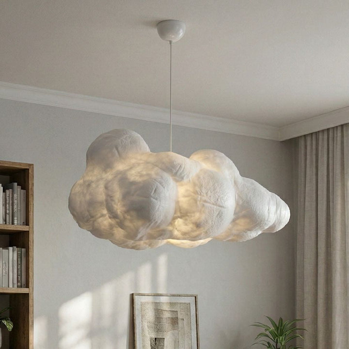 Lampa sufitowa w kształcie chmury, biała, nowoczesne oświetlenie do sypialni.