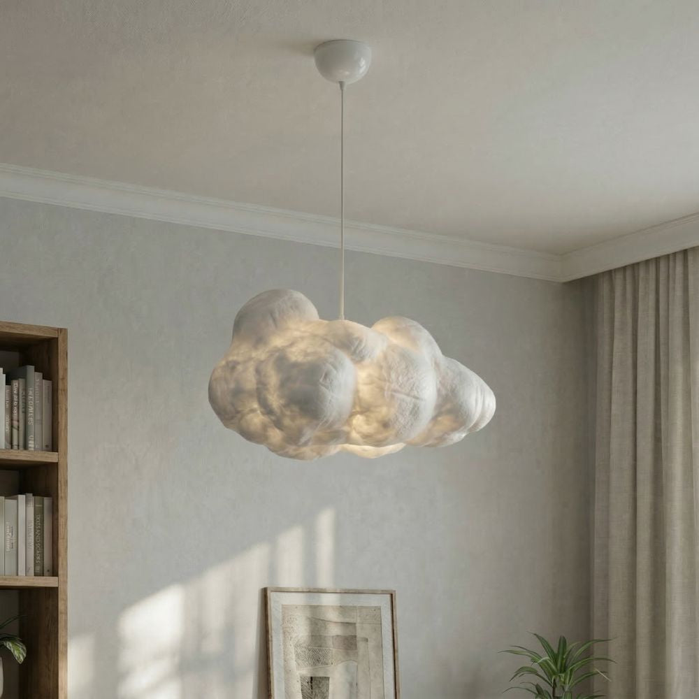 Unikatowa lampa sufitowa Cloud biała, nowoczesne oświetlenie dekoracyjne wnętrz.
