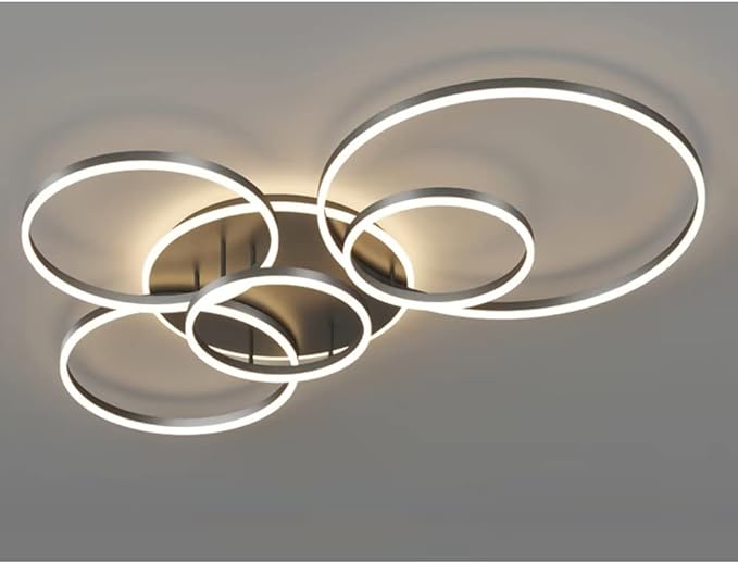 Nowoczesna czarna okrągła lampa sufitowa LED w kuchni. Skuteczne oświetlenie natynkowe, idealne do pracy.