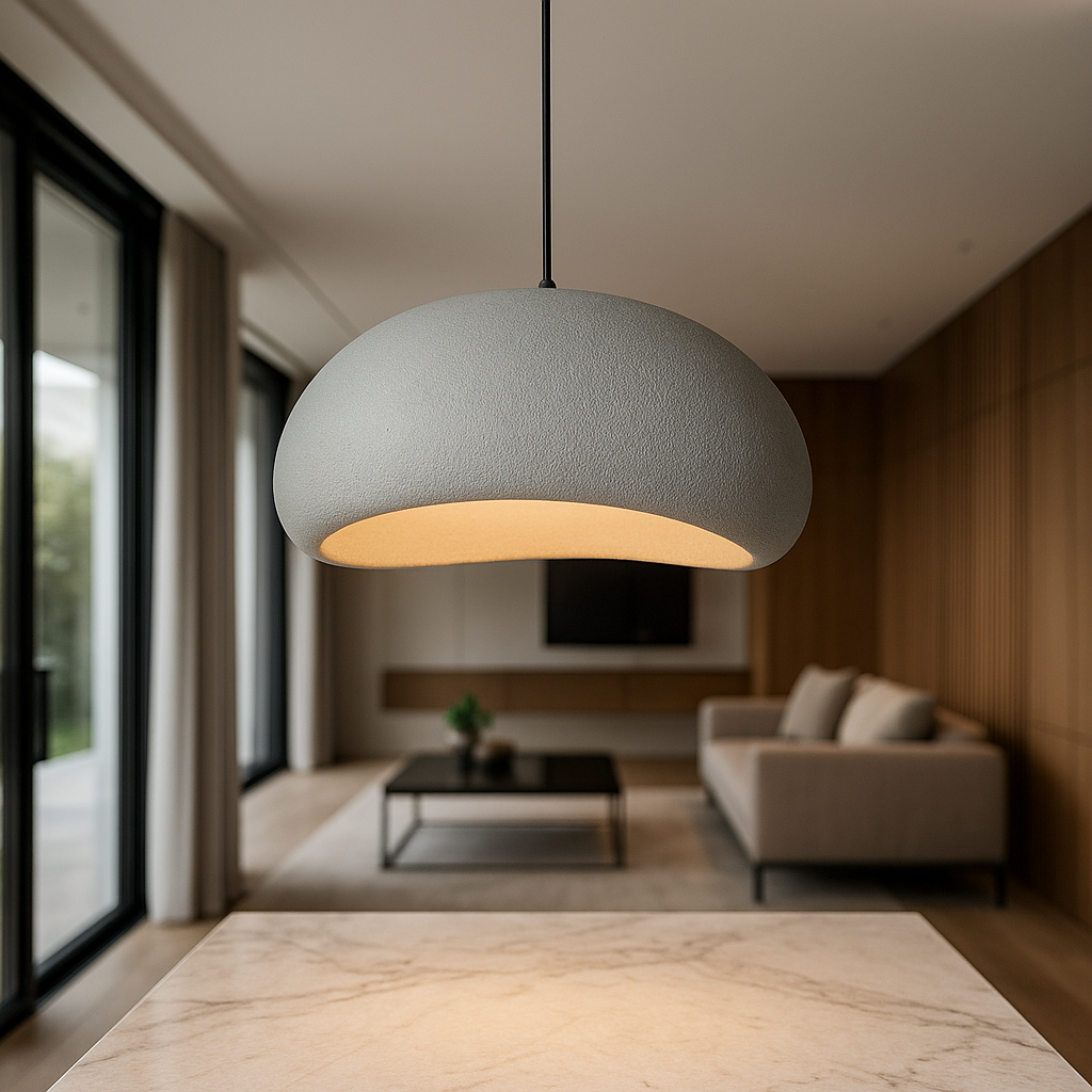 Elegancka lampa sufitowa jako centralny punkt nowoczesnego wnętrza. Oświetlenie premium.
