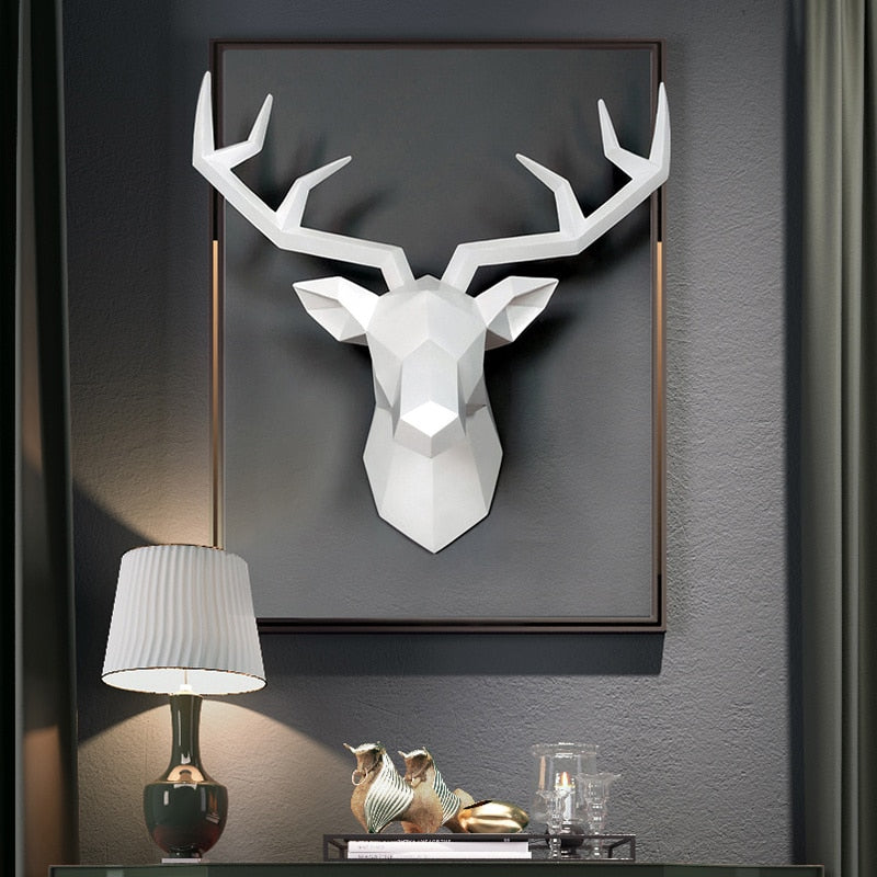Nowoczesna figura jelenia 3D z akrylu, idealna dekoracja ścienna do salonu. Elegancki design.