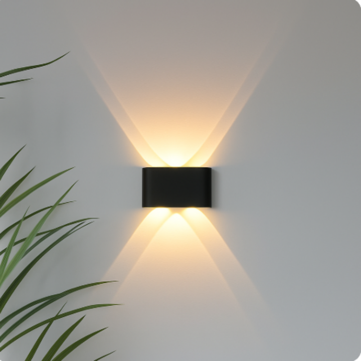 Biała lampa ścienna LED, uniwersalne oświetlenie zewnętrzne i wewnętrzne IP65, nowoczesny styl.