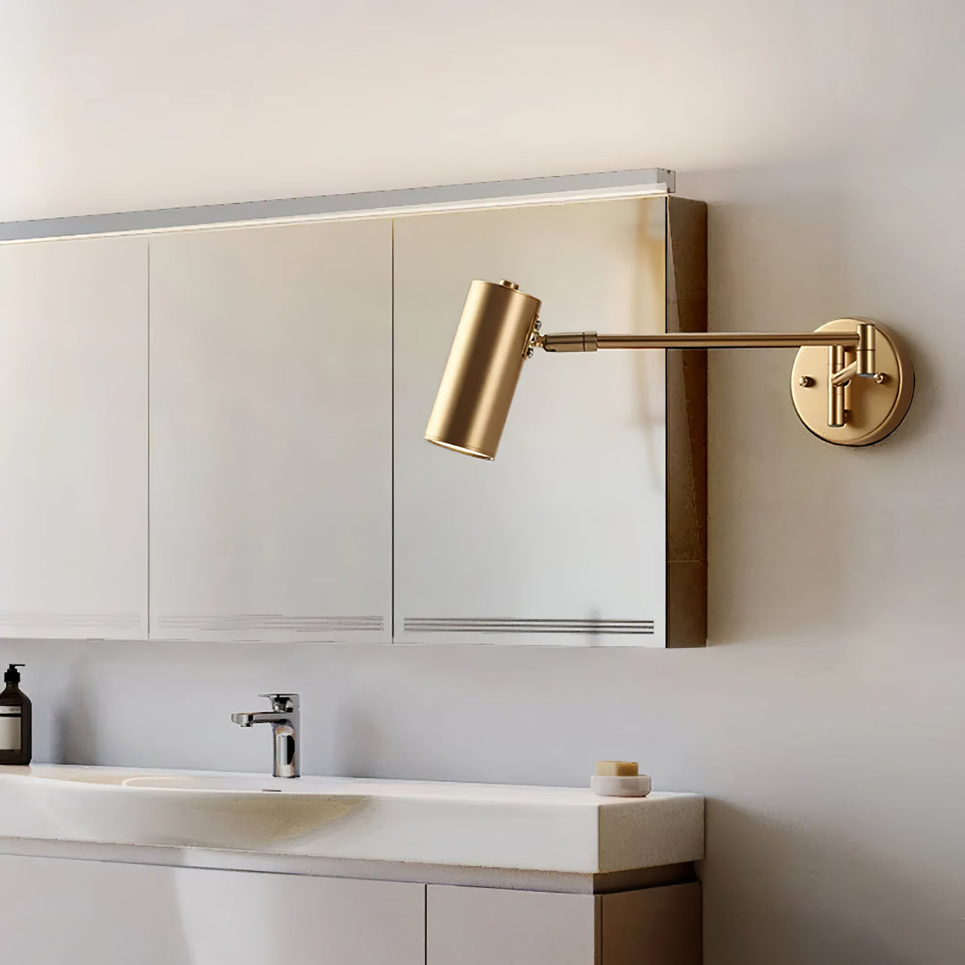 Minimalistyczna lampa ścienna LED, czarna, z regulowanym ramieniem do domu.