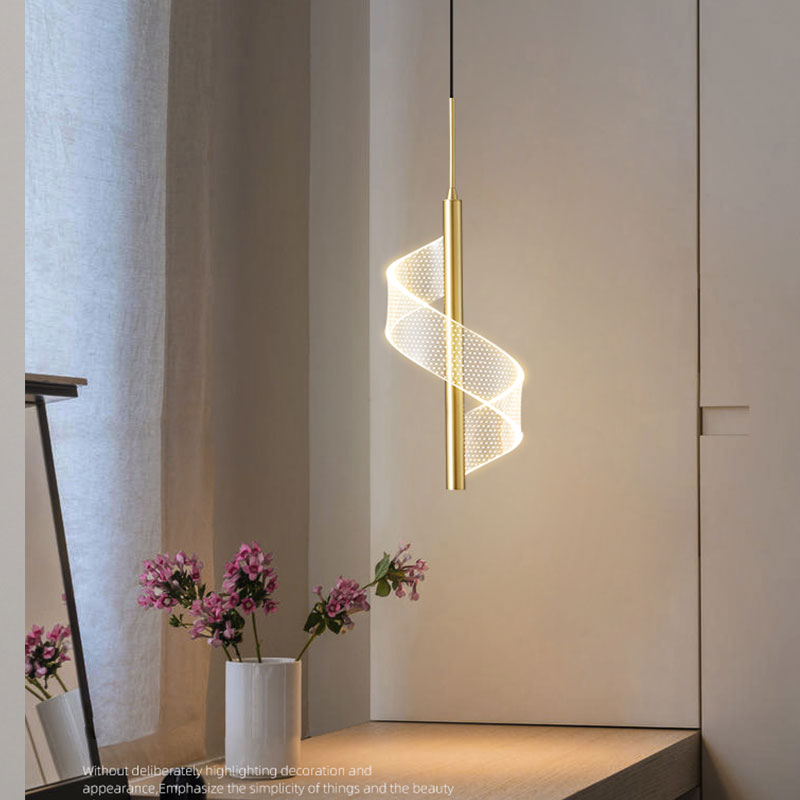 Designerska lampa wisząca LED do jadalni. Nowoczesne oświetlenie wnętrz, lampa aluminiowa.
