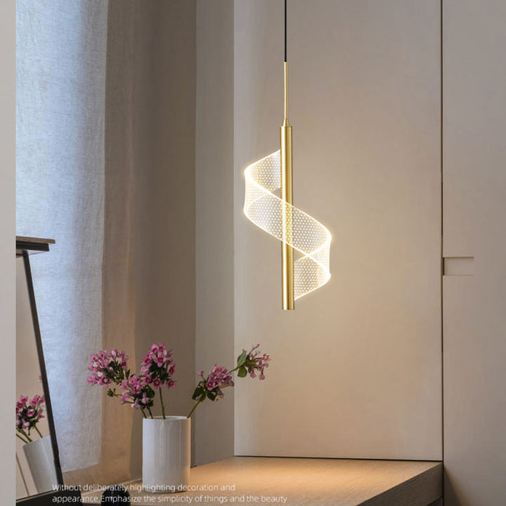 Designerska lampa wisząca LED do jadalni. Nowoczesne oświetlenie wnętrz, lampa aluminiowa.